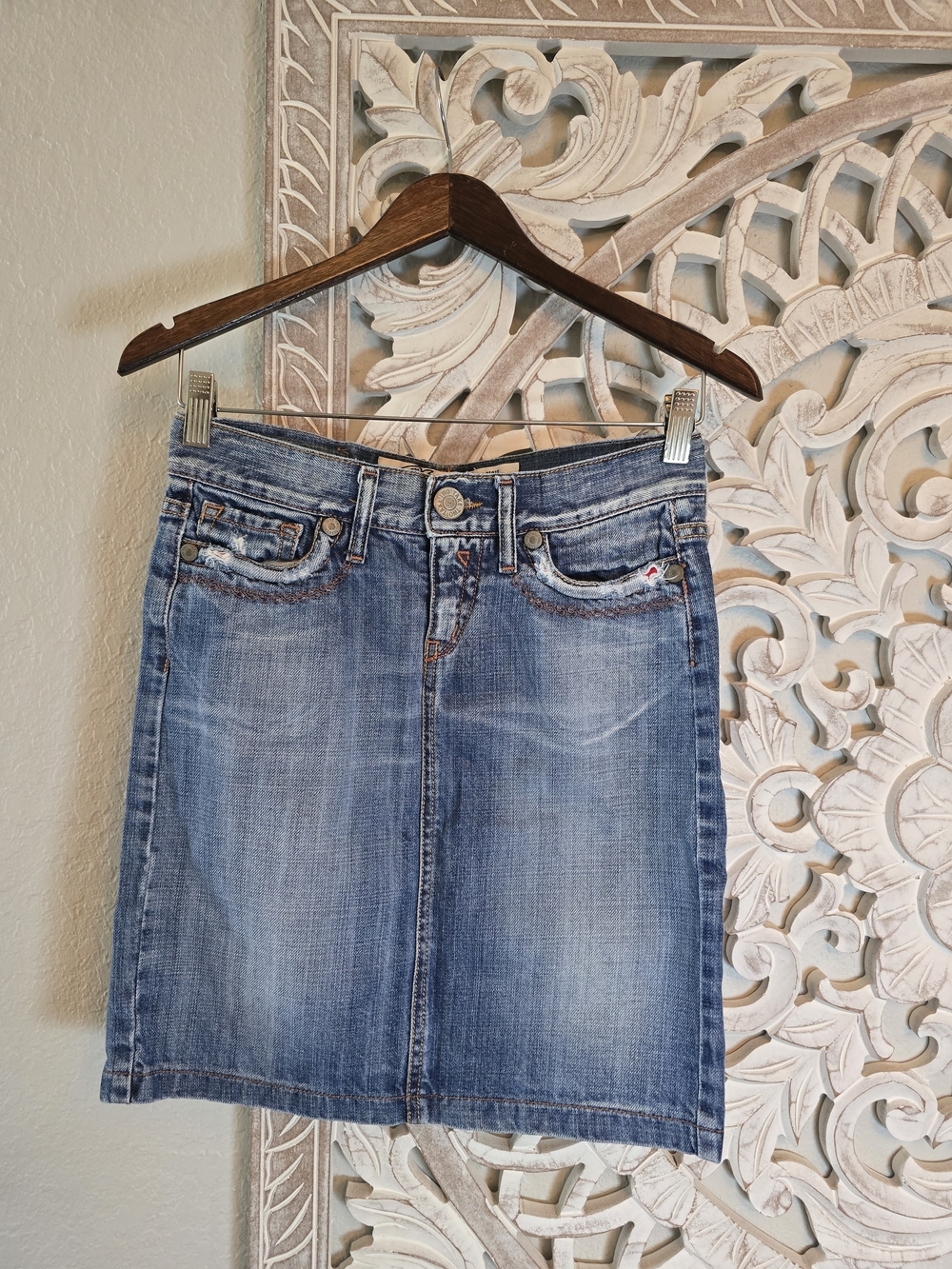 Take Two Y2K Vintage Embroidered Denim Skirt Carlita 25 Made In Italy
